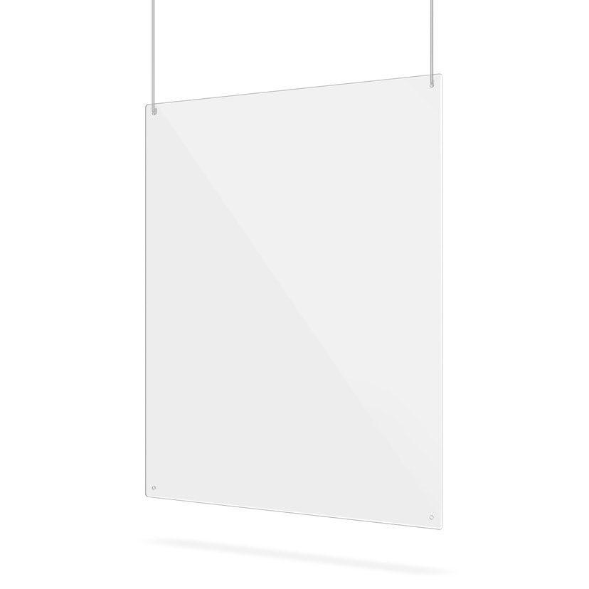 Transparent hanging screen with suspension holes