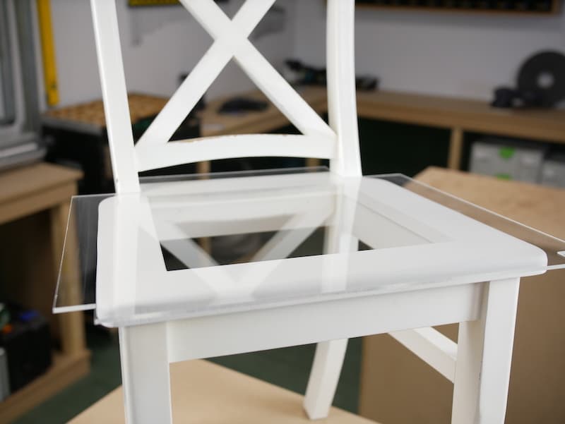 Chair with acrylic sheet