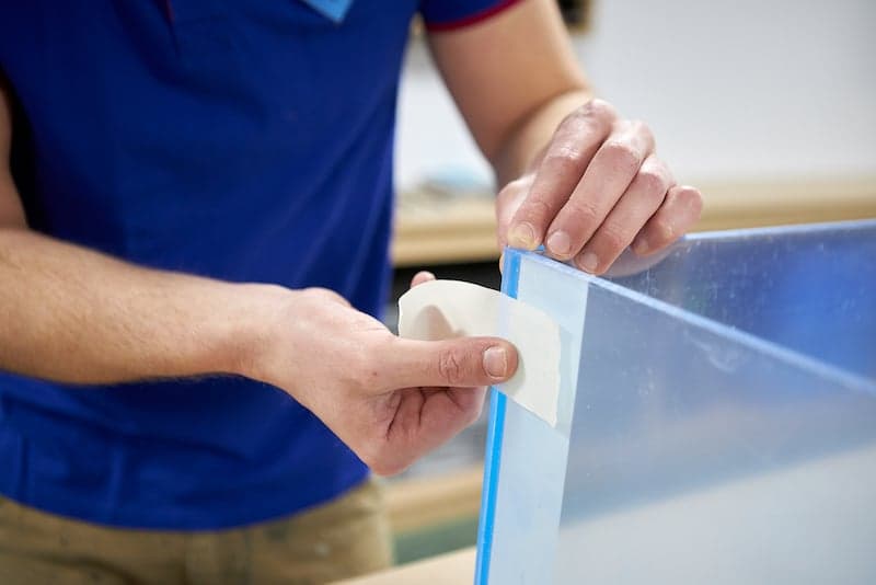 DIY acrylic aquarium secure with masking tape