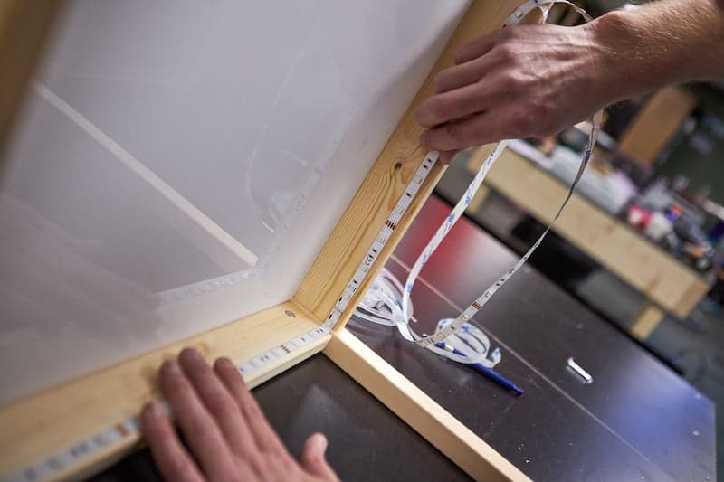 DIY light table attach led strips