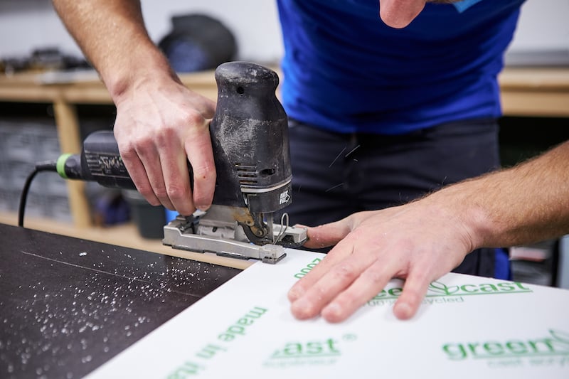 DIY light table cut away corners