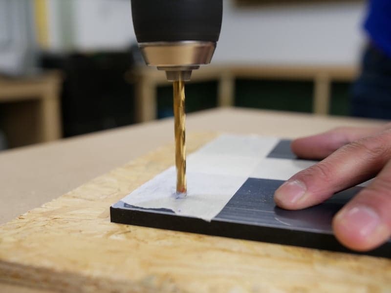 Drilling in masking tape