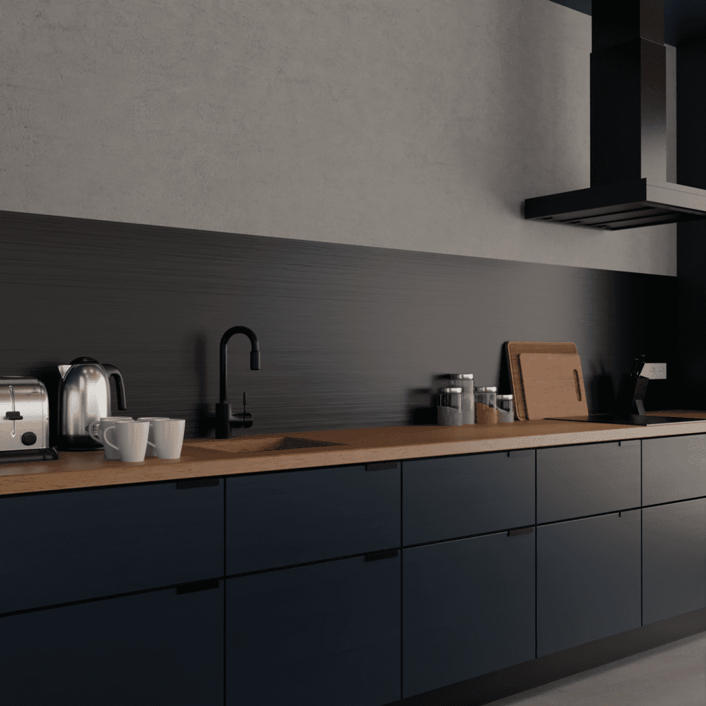 Kitchen splashback black 3 mm