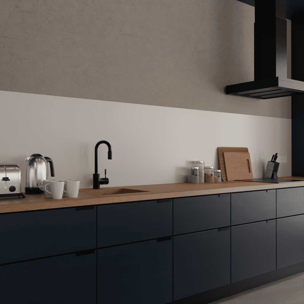 Kitchen splashback white matt 3 mm