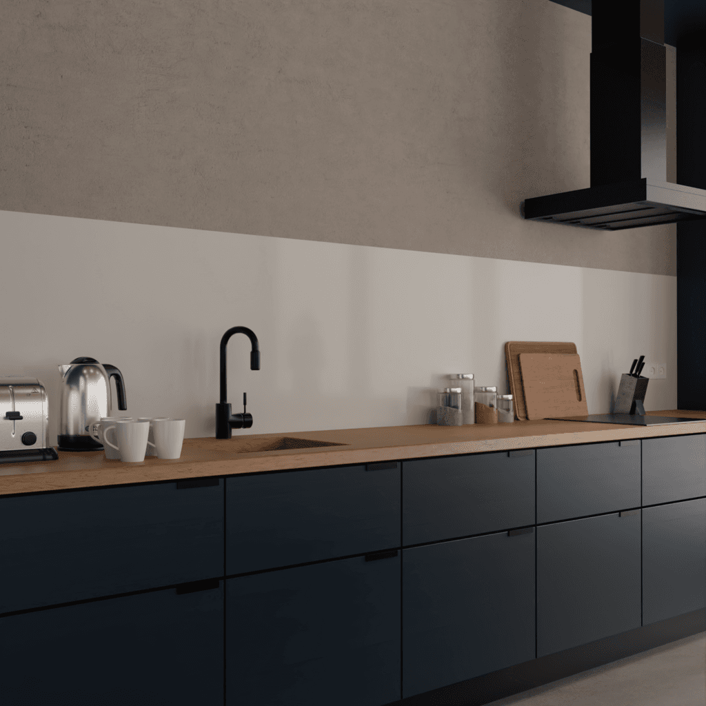 Kitchen splashback white smooth 3 mm