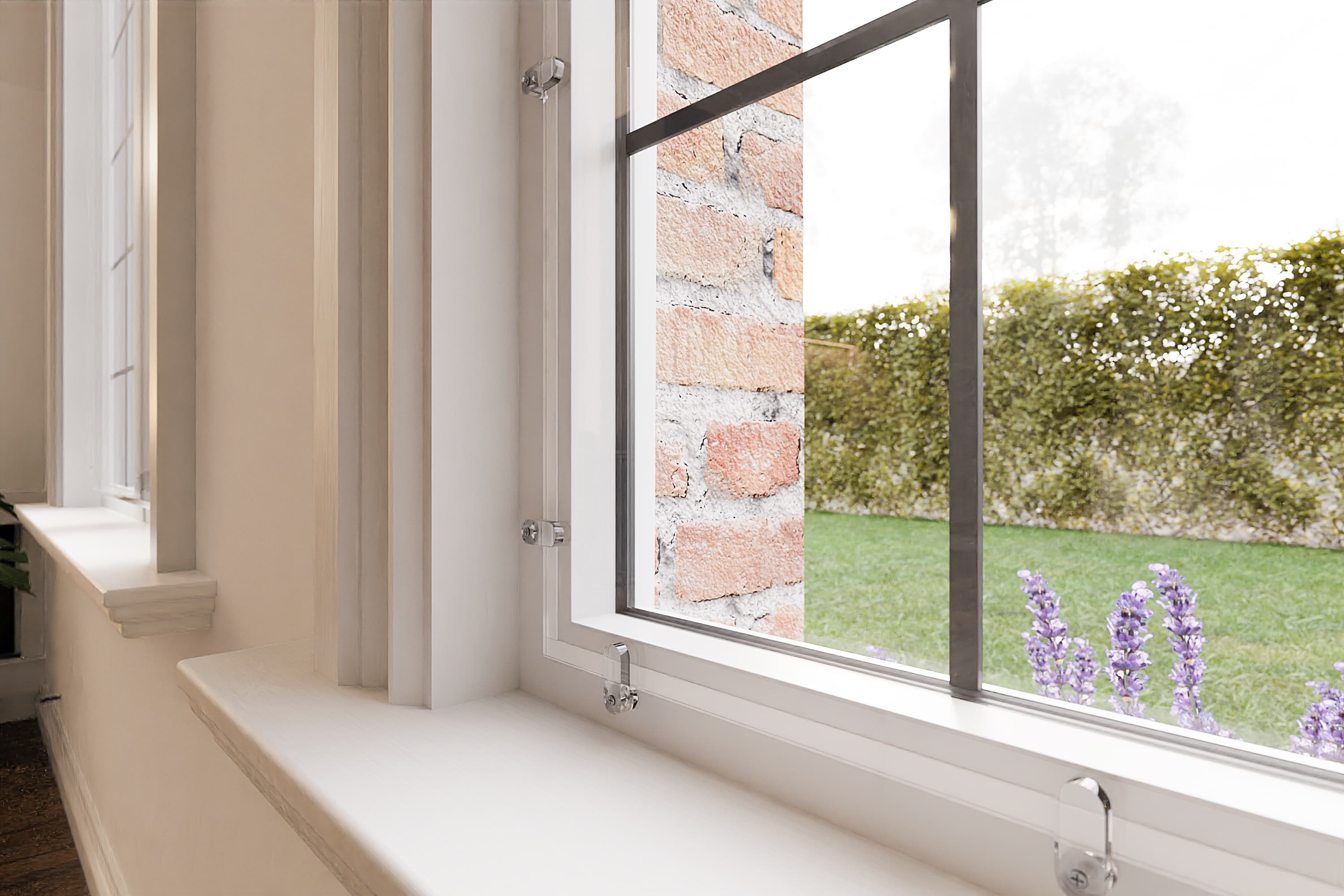 Secondary glazing for stained glass window with clips