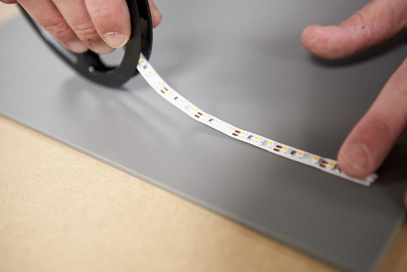 Sticking the led strips to the acrylic sheet