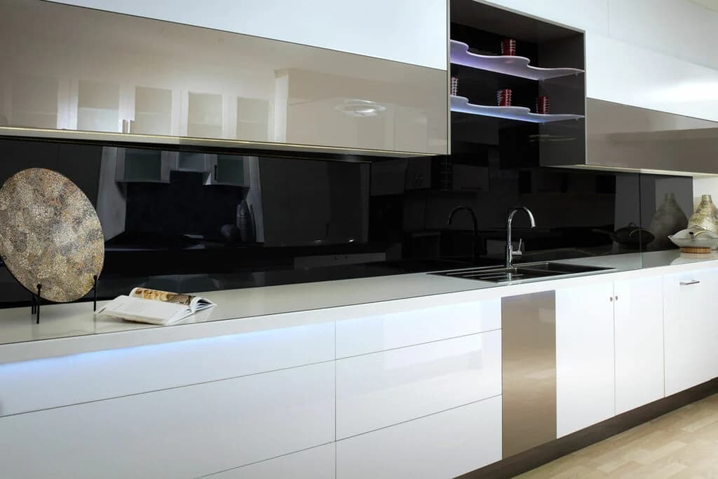 acrylic black kitchen splashback