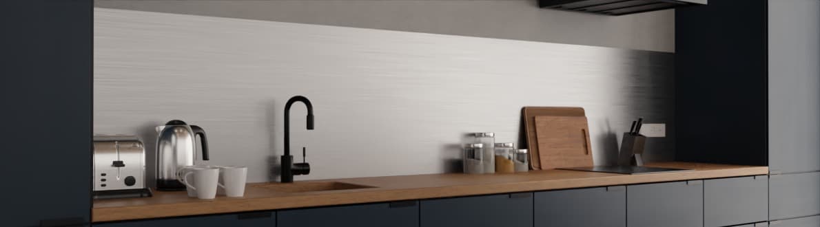 Aluminium kitchen backsplash