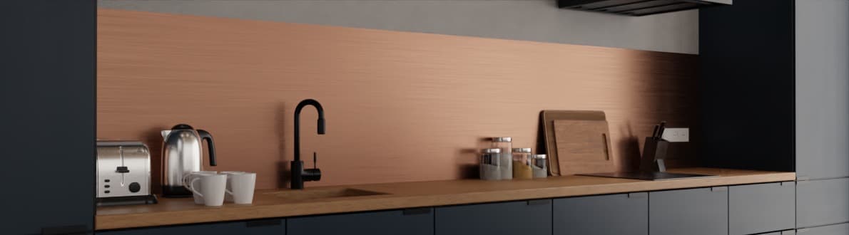 Copper kitchen splashback
