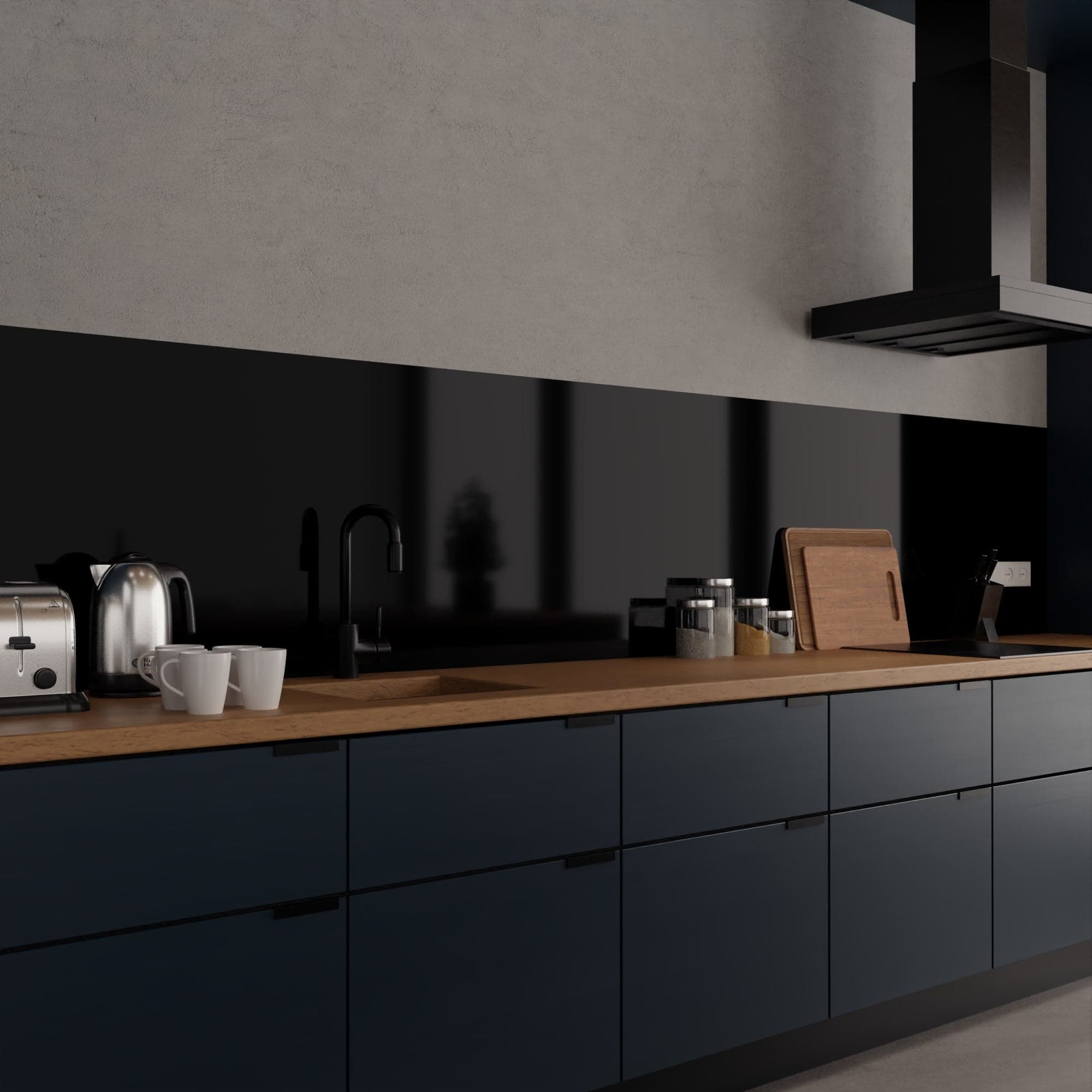 kitchen splashback black perspex