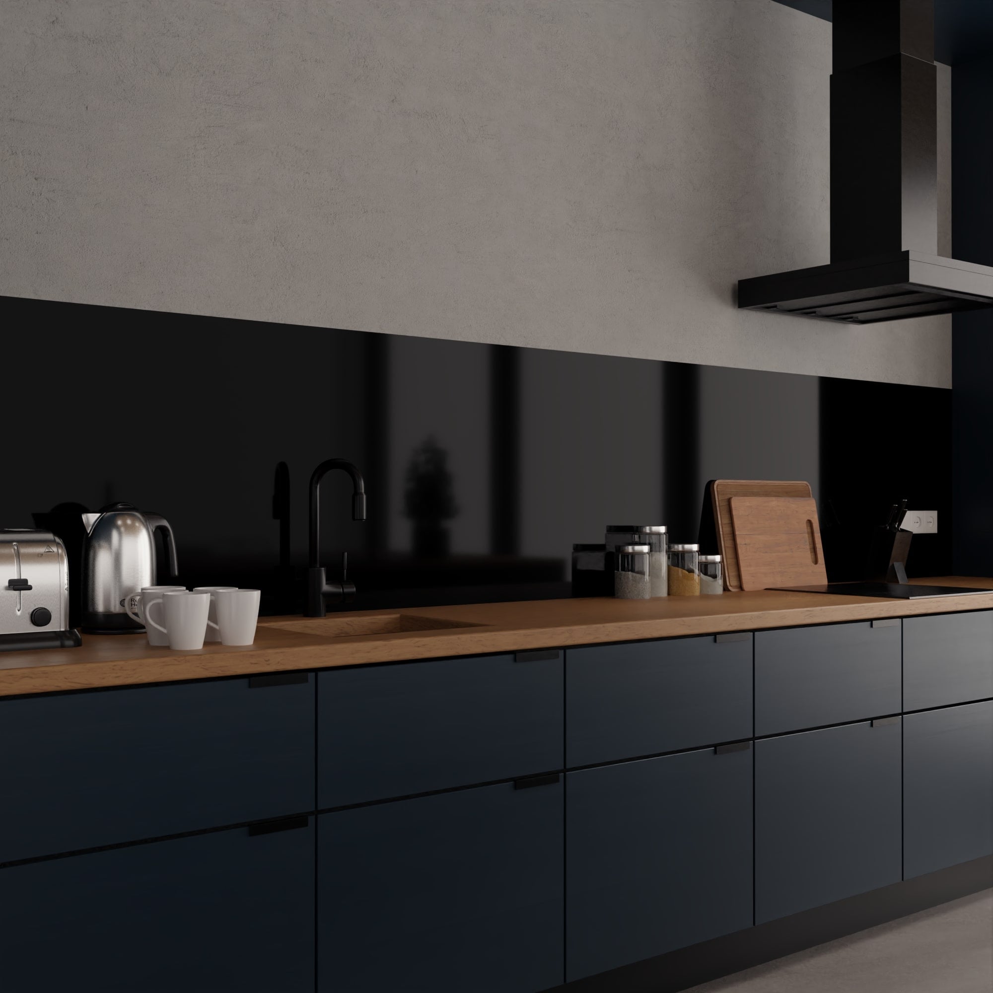 kitchen splashback black perspex