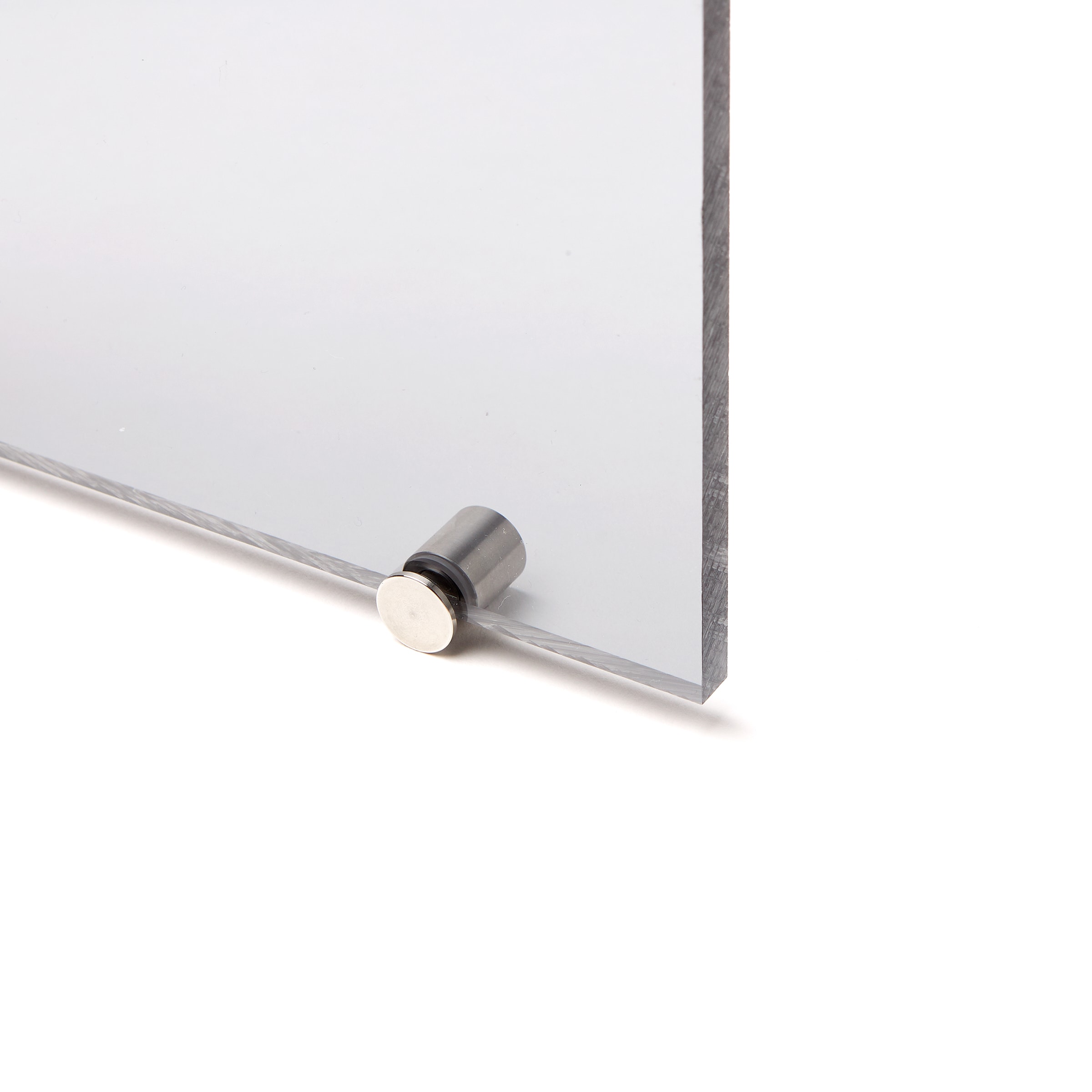 Installed plastic sheet with stainless steel panel holder