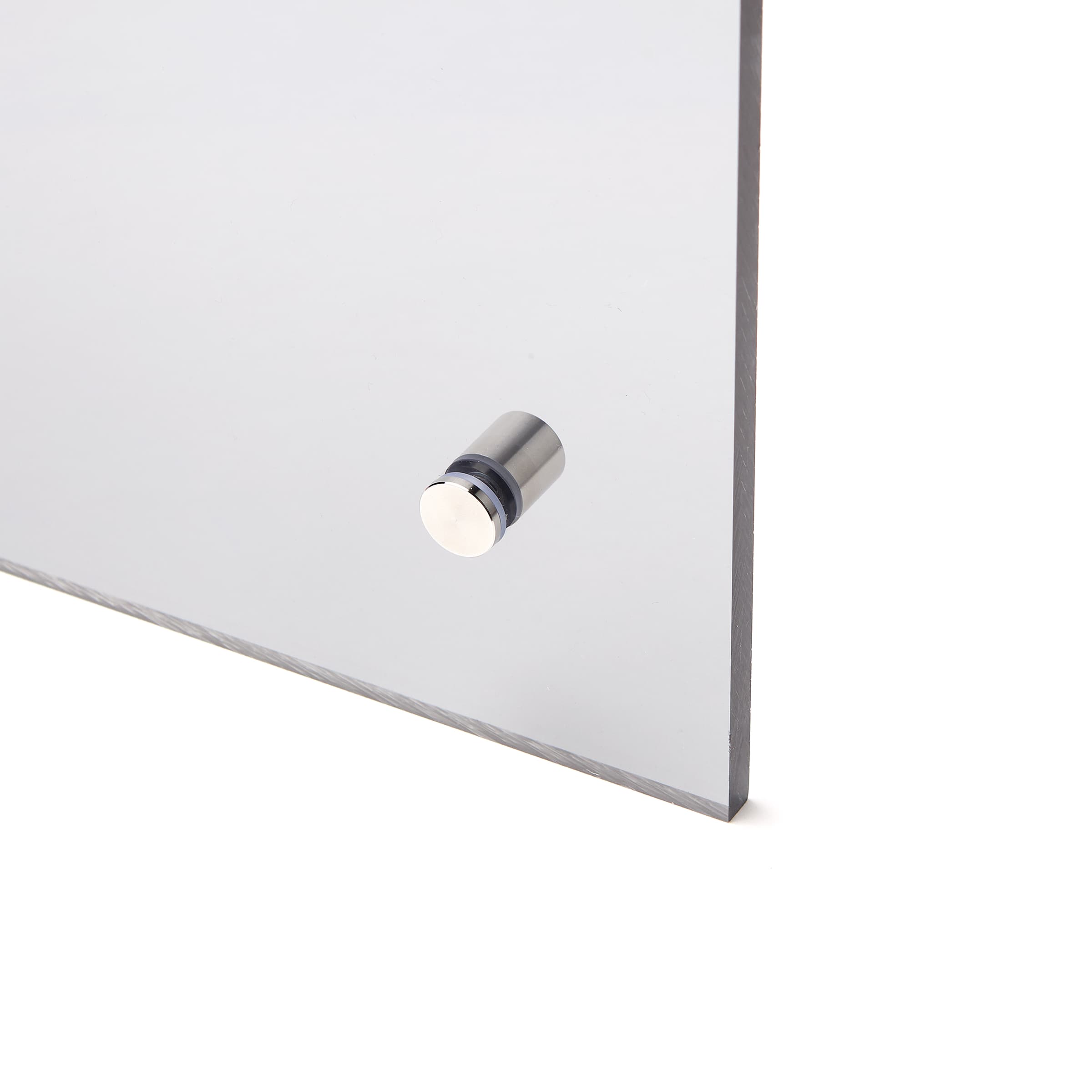 Installed plastic sheet with stainless steel spacers