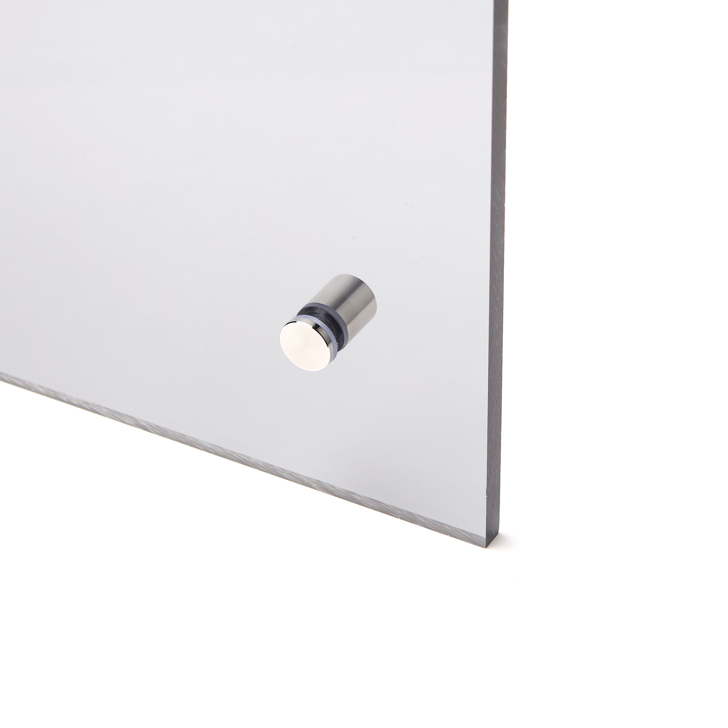 Installed plastic sheet with stainless steel spacers