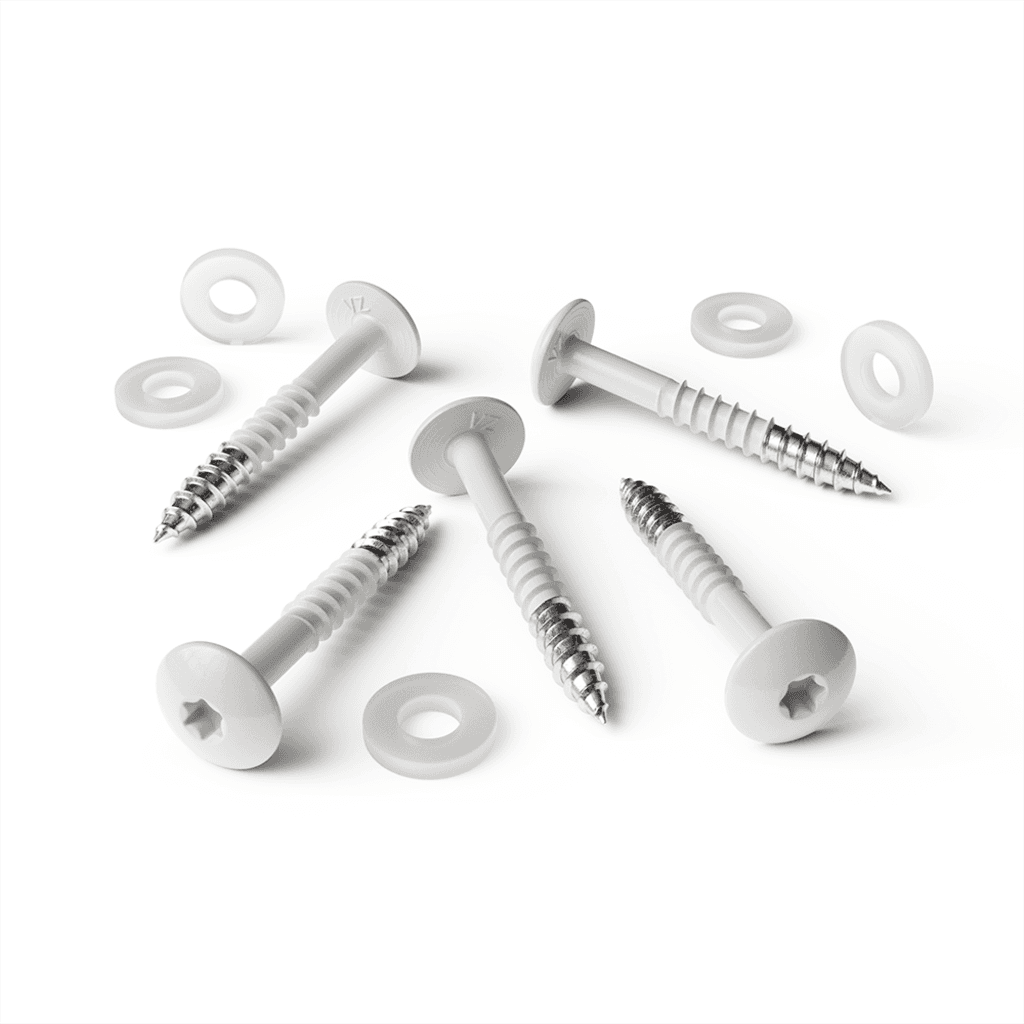Screw white RAL 9010 with nylon washer (25 pieces)