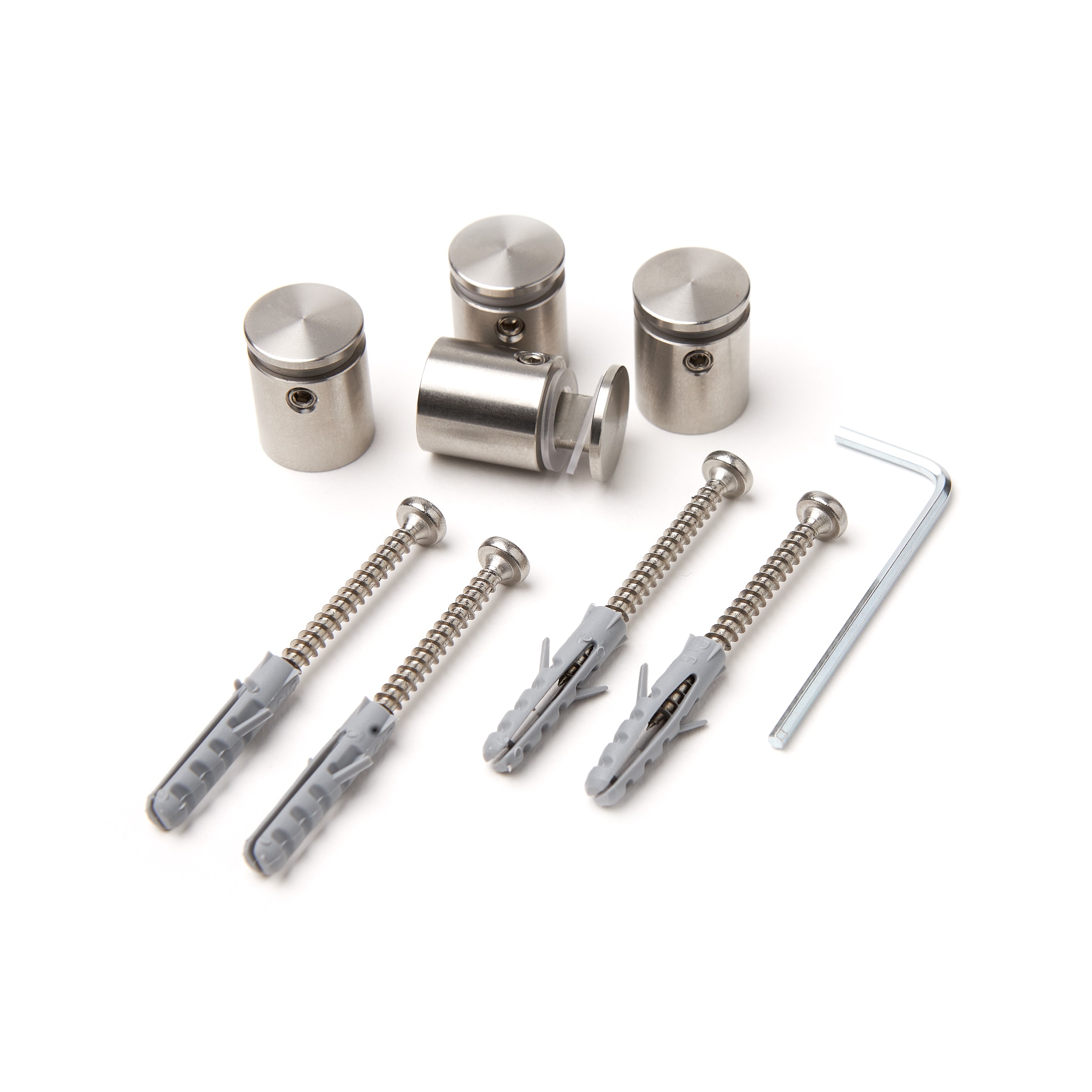 Stainless steel panel holders with mounting material