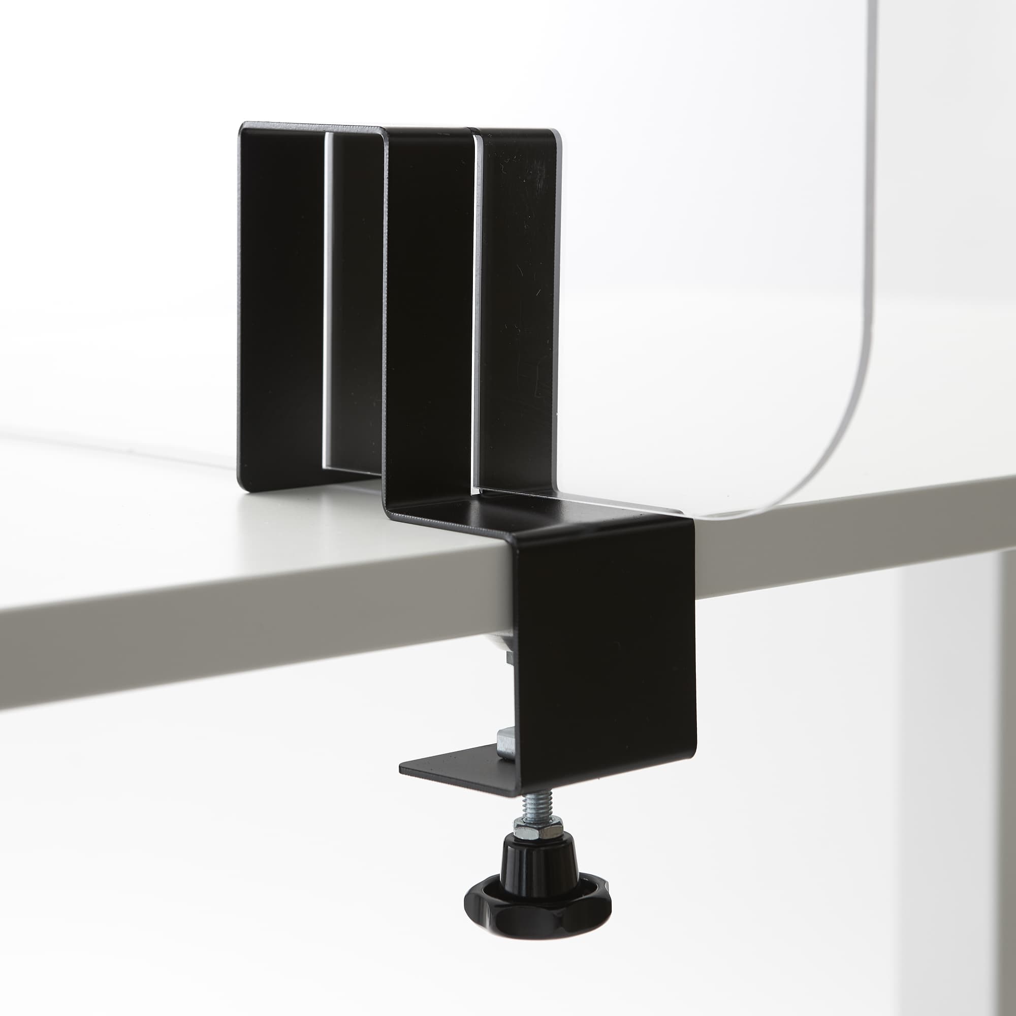 Steel bracket with screw clamp for acrylic sheet
