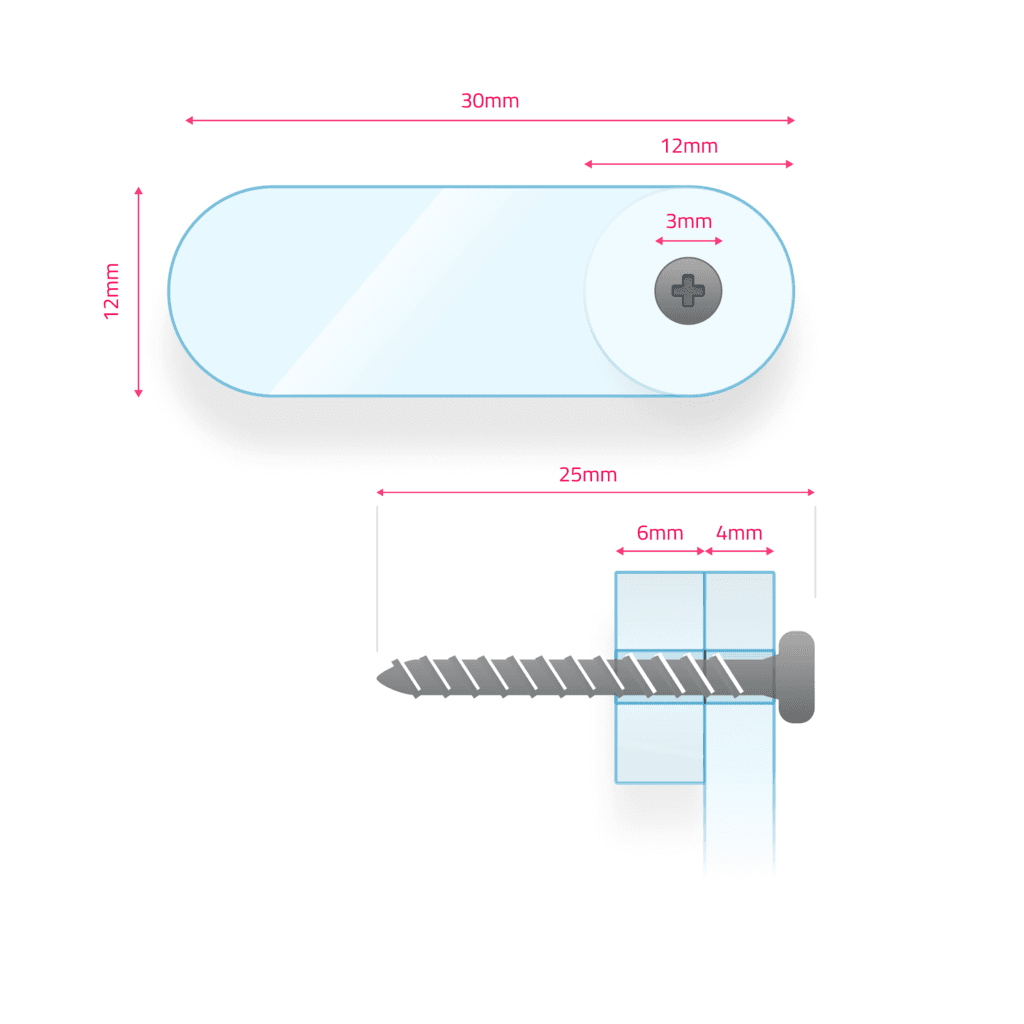 Glazing clips technical drawing
