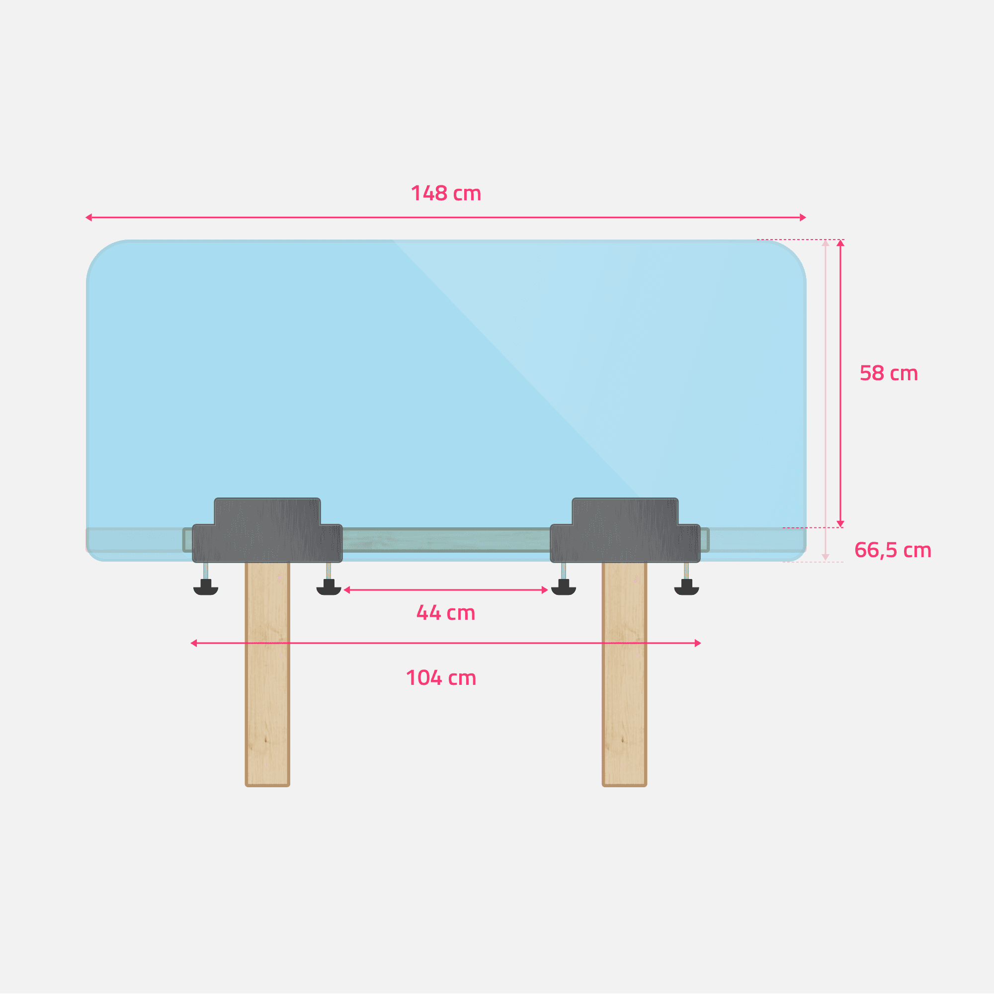 Sizes of perspex desk shield