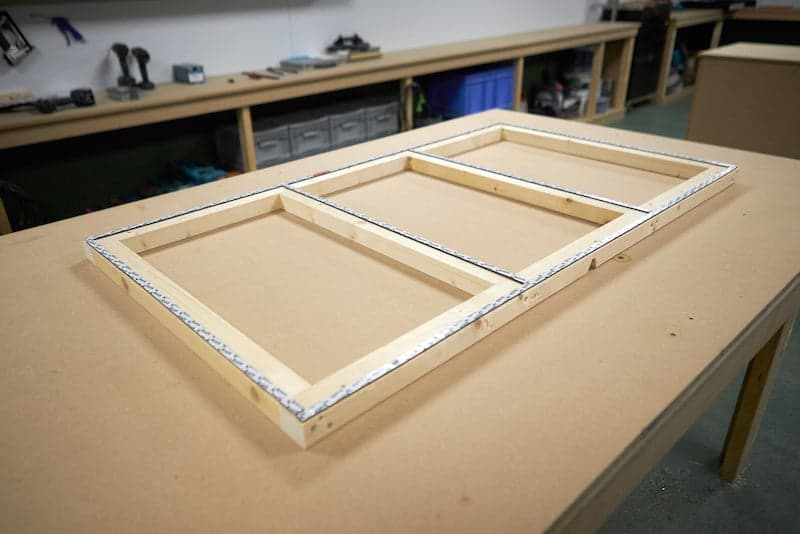 Frame plastic ceiling with foam tape