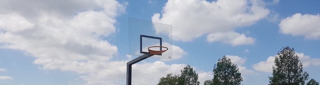 Basket ball field with polycarbonate backboard