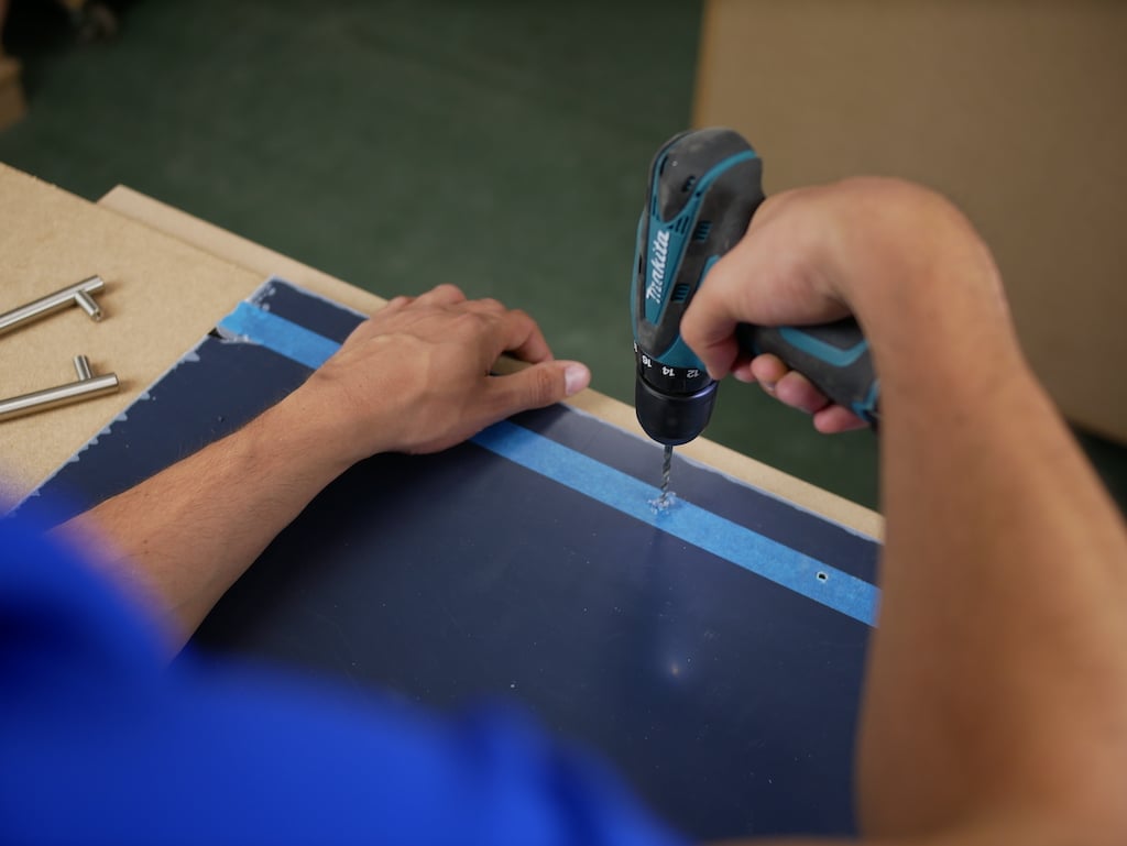 Footstool tray drilling acrylic sheet