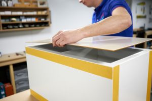 Applying acrylic sheet to IKEA Kallax pedestal