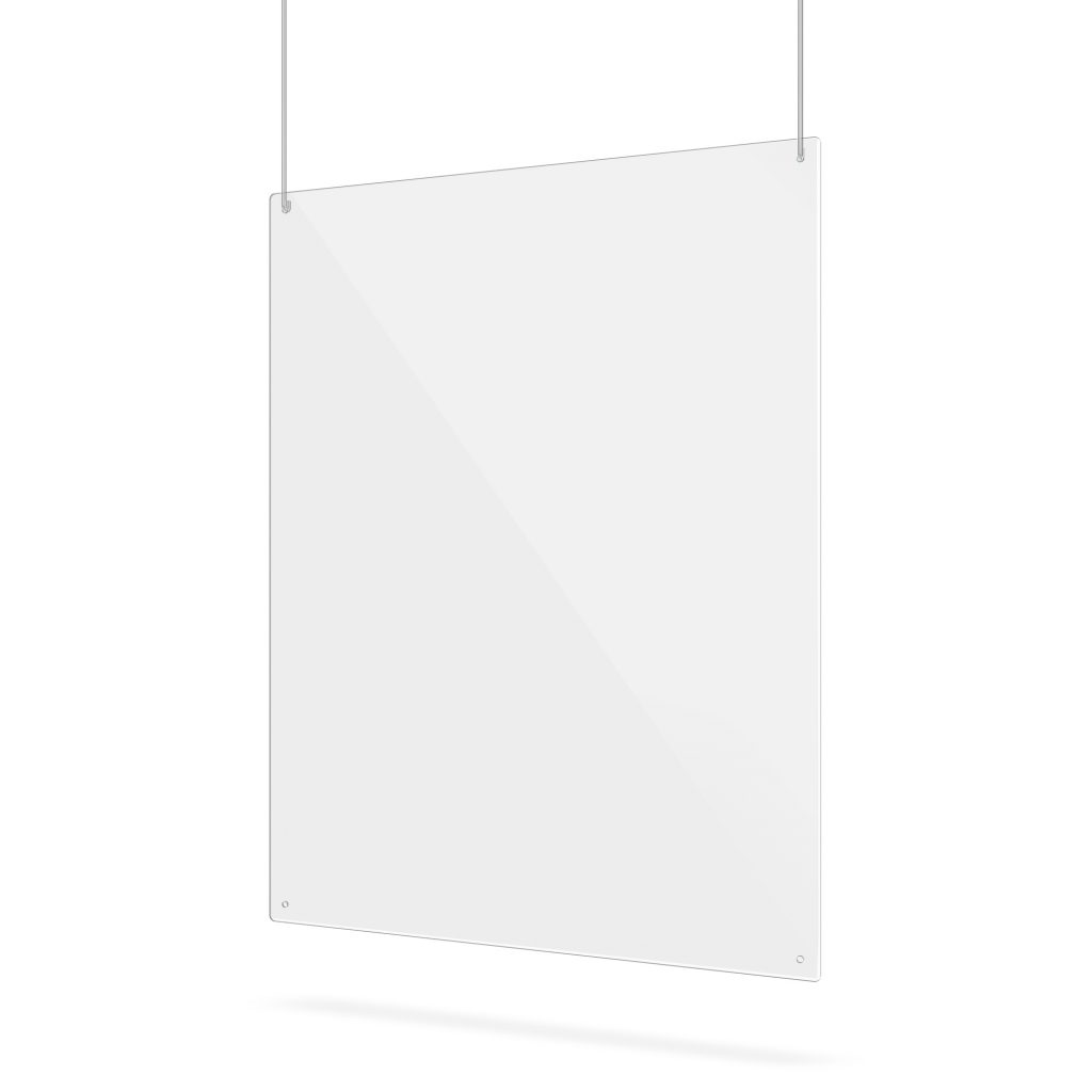 Transparent hanging screen with suspension holes