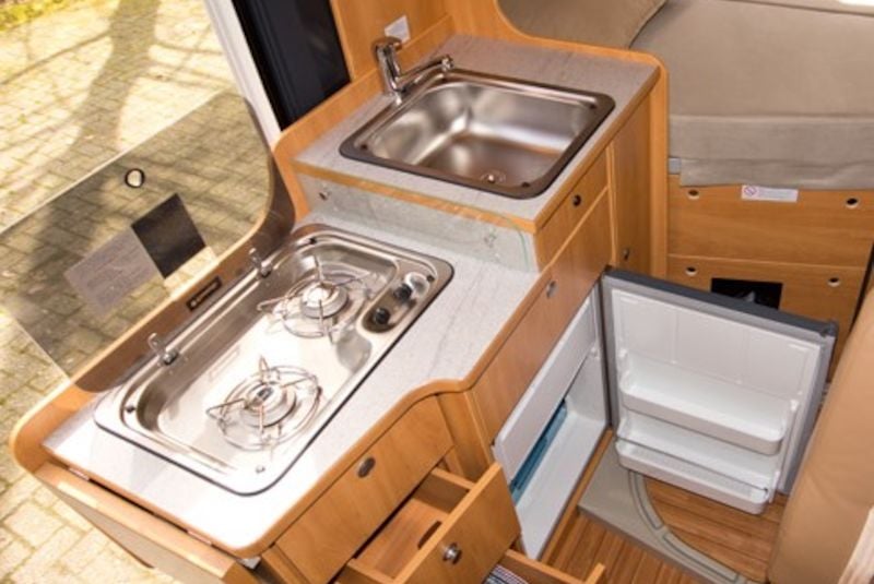 Convert van into camper kitchen